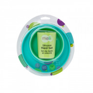 SET 3 RECIPIENTE SILICON HRANA BEBE, MELII, BLUE&LIME&MINT