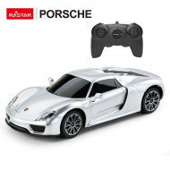 MASINA CU TELECOMANDA PORSCHE 918 SPYDER ARGINTIU CU SCARA 1 LA 24