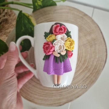 Cana Figurina cu bujori