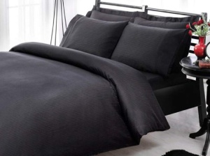 Ágyneműhuzat, Premium Basic Stripe, Fekete, 100% pamut