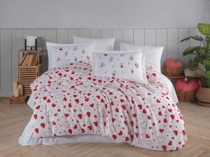 Ágyneműhuzat Venus Red Hearts, pamut poplin