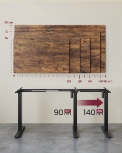 Állítható íróasztal váz, Vasagle, fekete, 150x80x118 cm