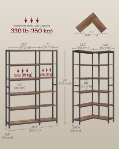 Biblioteca Barnet, Maro rustic, 102x24x175.2 cm - Img 6