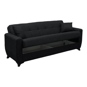 Canapea extensibila cu spatiu de depozitare Modesto, Gri/Antracit, 215x75x85 cm - Img 4
