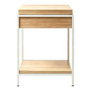 Consola cu spatiu de depozitare Odar, Alb, 63x63x80 cm - Img 3