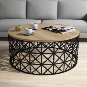 Dohányzóasztalka Selin Metal Ferforje, tölgy