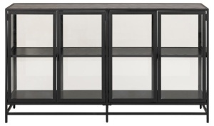 Dulap cu vitrina Seaford, Negru, 86.4x152.4x35 cm - Img 4