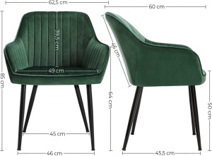 Étkezőszék, Songmics, zöld, 62.5x60x85 cm - Img 3