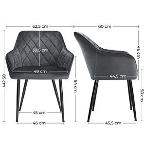 Étkezőszék szett, Songmics, szürke, 62.5x60x85 cm, 4 részes - Img 3