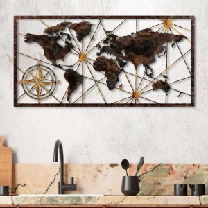Fém fali dekoráció, Bys-132, többszínű, 120x60 cm