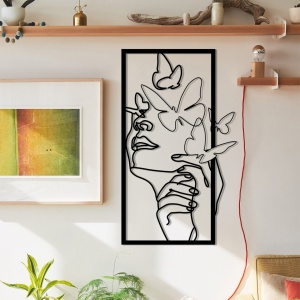 Fém fali kép Butterfly, fekete, 35.5x60 cm