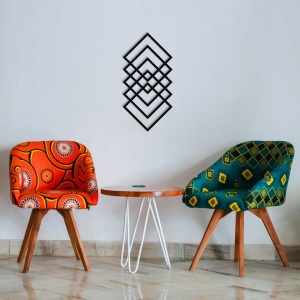 Fém fali kép Geometry, fekete, 30x60 cm