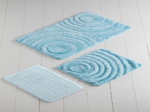Fürdőszobai szőnyeg szett 3 darabos, Wave, menta, akril