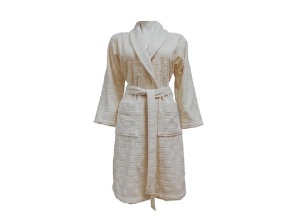 Jacquard velúr fürdőköpeny, Demore, női, krém