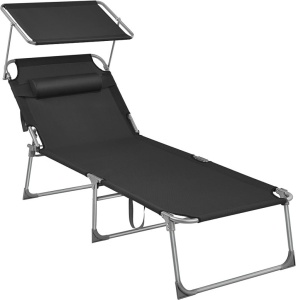 Kerti napozóágy, Songmics, GCB22BK, fekete, 71x200x38 cm, 150 kg