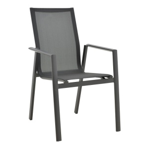 Kerti szék Dashiell, fekete fém, fekete textil, 71x58x94 cm