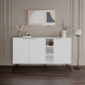 Konzolasztal, Clara, Fehér, 142x83x35,6 cm