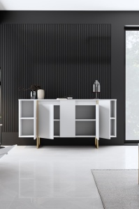 Konzolasztal, Luxe, fehér, 160x35x80 cm - Img 5