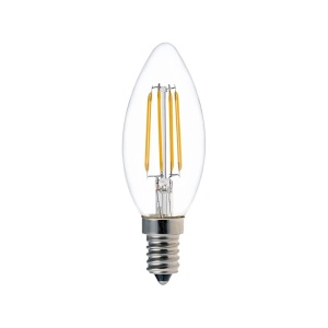 LED izzó, C35, 4W 3000K E14, átlátszó, 3.5x3.5x9.5 cm