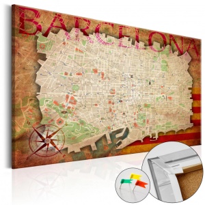 Parafa kép Map of Barcelona [Cork Map], 120x80 cm