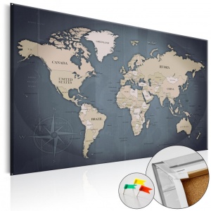 Parafa kép Shades of Grey [Cork Map], 90x60 cm