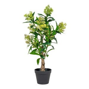 Planta artificiala decorativa Skimmia Skimmia, Verde, 40x40x75 cm - Img 5