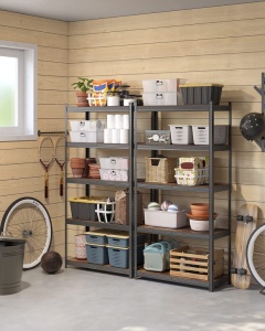 Polc 5 szintes, Songmics, 40 x 90 x 180 cm, barna, GLR040B11 - Img 7