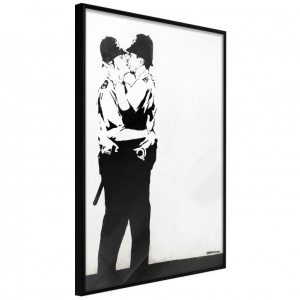 Poszter fekete kerettel, ""Banksy: Kissing Coppers II"", 30x45 cm