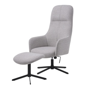 Set 2 piese Fotoliu si taburet MANNING, Gri deschis, 78x117x67 cm