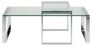 Set 2 piese Masute de cafea Katrine, Transparent, 45x115x69 cm - Img 4