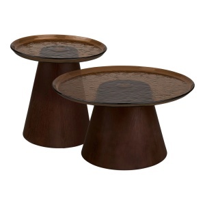 Set 2 piese Masute de cafea Orvieto, Maro inchis, 80x80x48 cm - Img 2