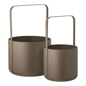 Set 2 piese Suporturi pentru ghivece, Maro, 24.5x24.5x38.5 cm - Img 4
