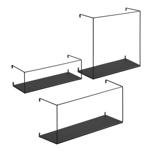Set 3 piese Rafturi de perete Ulmo, Negru, 55x20x25 cm - Img 4