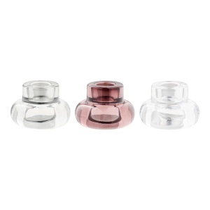 Set 3 piese Suporturi pentru lumanari, Transparent, 7x7x5 cm - Img 4