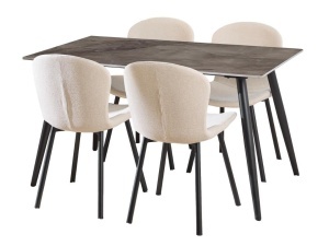 Set 5 piese Masa dining si Scaune Wicklow V4, Gri, 75x140x80 cm - Img 2