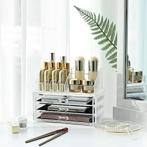 Smink rendszerező, Songmics, átlátszó, 23.8x15.3x18.8 cm