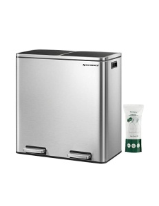 Szelektív hulladékgyűjtő 2 rekesszel, Songmics, LTB60NL, 2 x 30 L