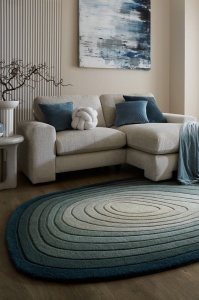 Szőnyeg ovális, Puddle Ombre, Flair Rugs, gyapjú, kék, 160x230 cm - Img 5