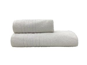 Törölköző szett 2 darabos, HTJDY002, fehér, 100% pamut, 50x100 és 70x140 cm
