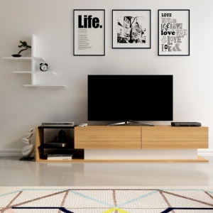 TV-szekrény, Liza, Teak, Fehér - Img 1