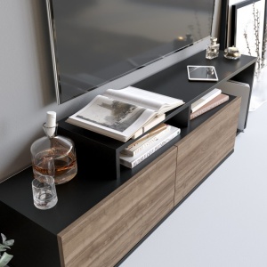 TV-szekrény, Nexera, fekete, Walnut - Img 3