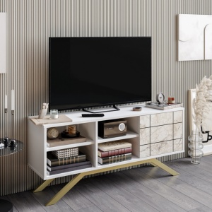 TV-szekrény, North, Fehér, Arany