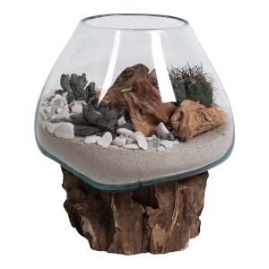 Vaza sculptata decorativa Waterdrop, Natural, 20x18x20 cm - Img 5