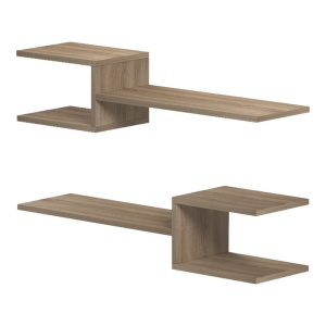 2 darabos fali polc szett, Sumpa, tölgy, 20x65x18 cm - Img 3