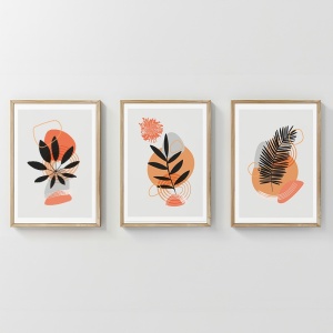3 darabos keretes kép szett, Virel, többszínű, 33x1.5x48 cm