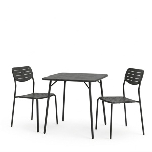 3 darabos kerti asztal és szék szett, Moraja V2, fekete, 70x70x73 cm - Img 2