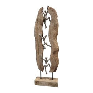 Asztali dekoráció, Climb, natúr mangófa és alumínium, 21x8x69 cm