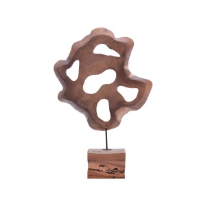 Asztali dekoráció, Strab, natúr teakfa és fém, 55x10x80 cm - Img 1