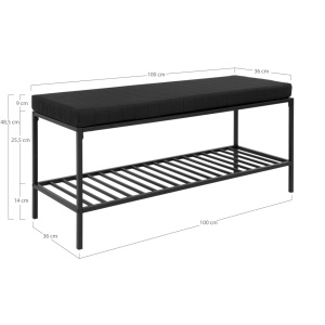 Banca pentru hol Vita, Negru, 36x100x48.5 cm - Img 2