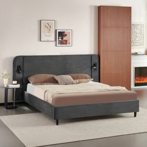 Cadru de pat LED Fomo, Antracit, 215x217x110 cm